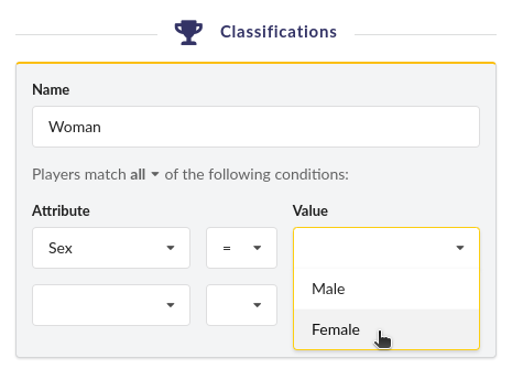 Classifications Configuration
