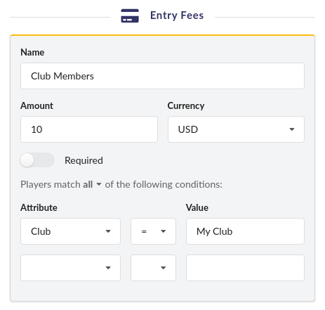 Entry Fees Configuration